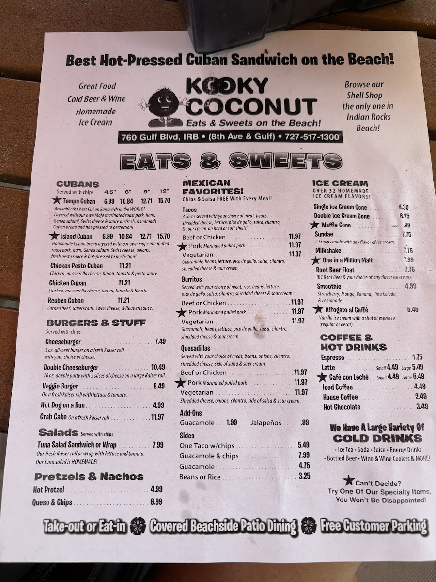 Kooky Coconut Menu - Image 1